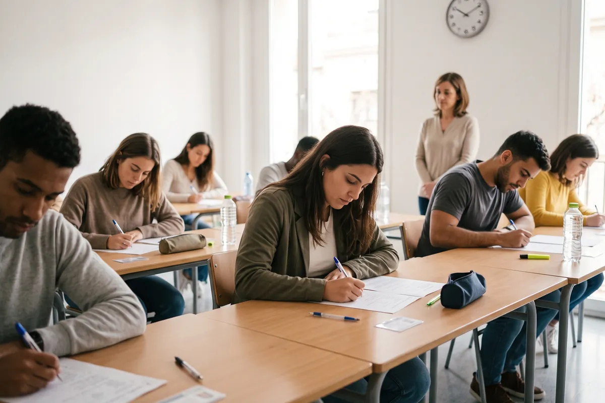 Candidatos realizando un examen oficial de alemán Goethe-Zertifikat en Valencia